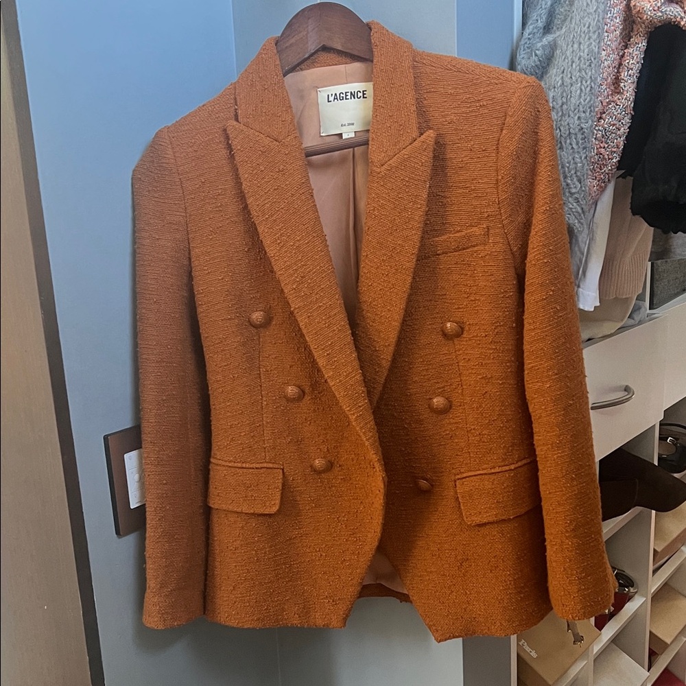 L'AGENCE Burnt Orange Textured Blazer